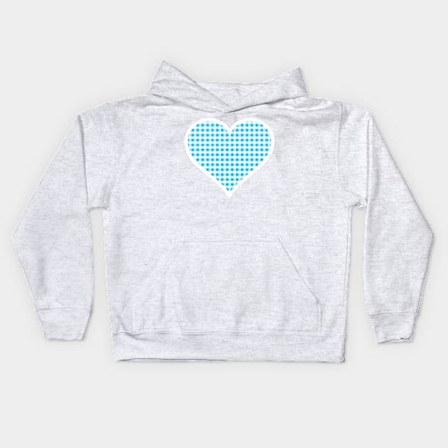 Blue and White Gingham Heart Kids Hoodie by bumblefuzzies